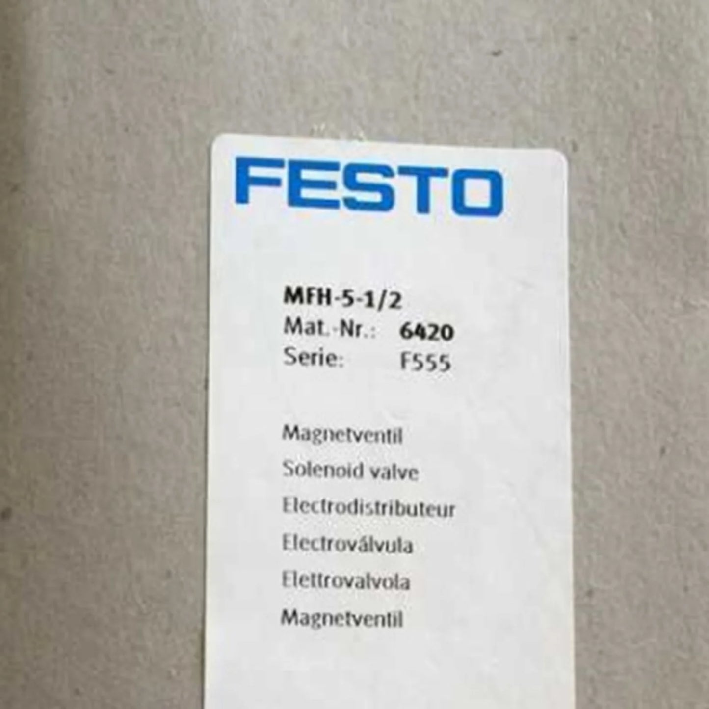 FESTO MFH-5-1/2 6420 Solenoid Valve: Pressure Range 1-5 Bar, Flow Rate 20-40 L/minute, Ideal for Food & Beverage - FESTO [1]