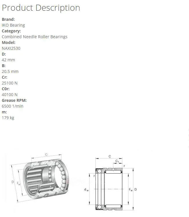 IKO NAXI2530 Needle Roller Bearings with Inner Ring - IKO [1]