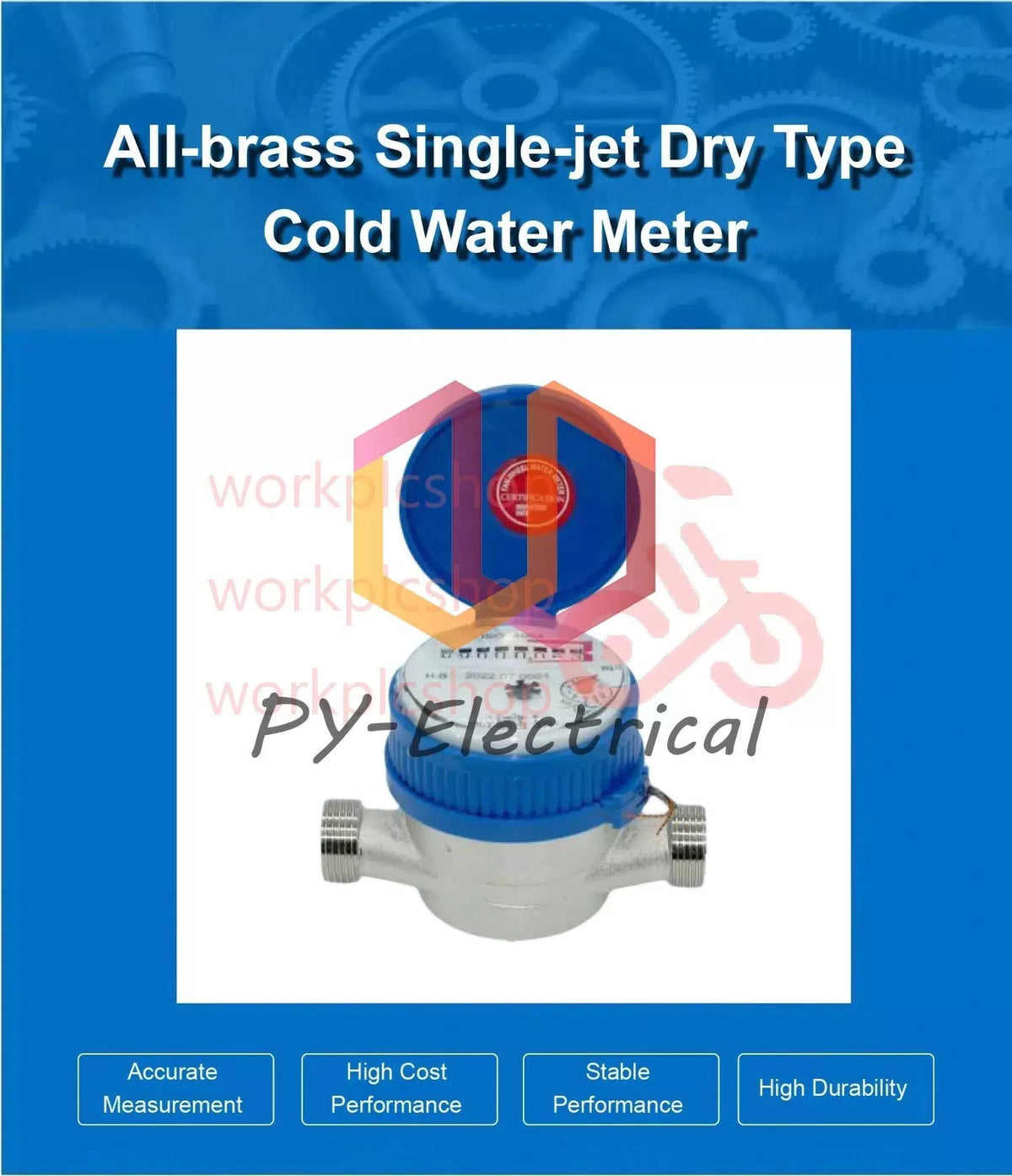 Jet Dry Dial Water Meter LXSG-13D 1/2" Brass Single DN15 0.03-3m³/h Home Use [4]