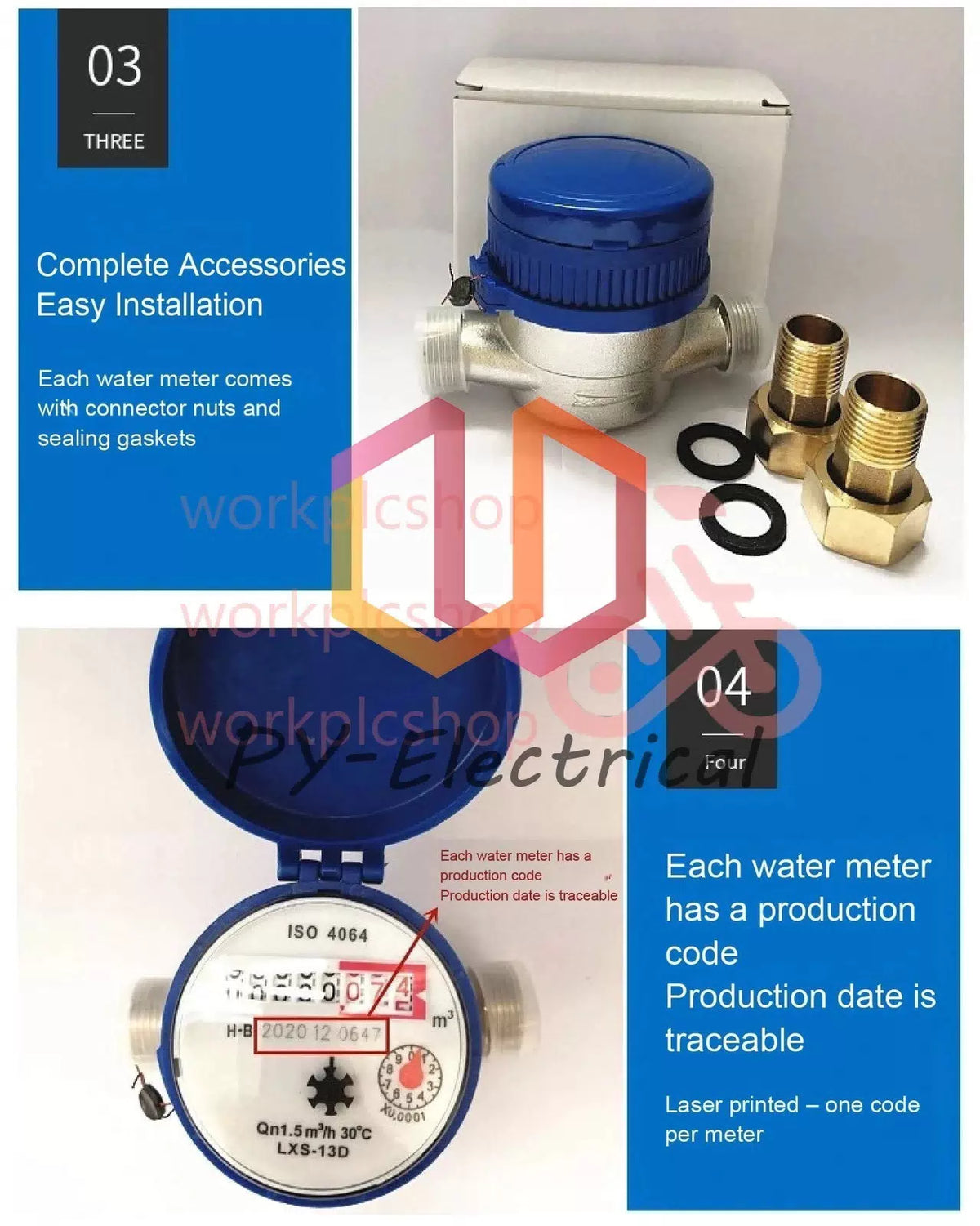 Jet Dry Dial Water Meter LXSG-13D 1/2" Brass Single DN15 0.03-3m³/h Home Use [6]