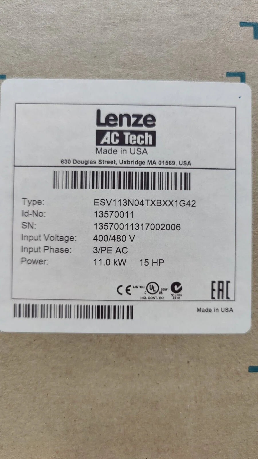 Lenze AC Tech ESV113N04TXB VFD 15hp 400-480VAC 3ph Frequency Inverter Drive - LENZE [4]