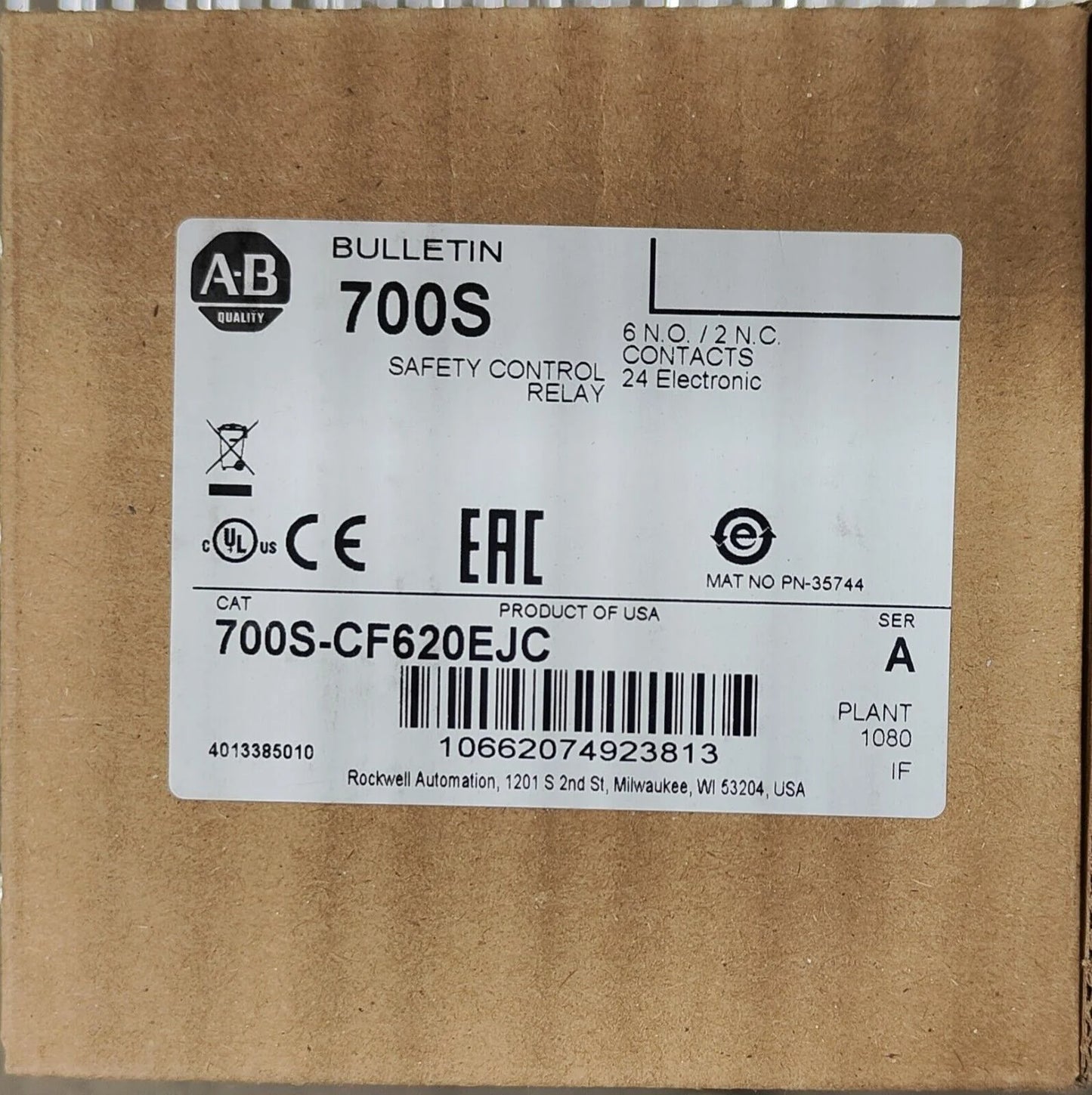 NEW In Box Allen-Bradley AB 700S-CF620EJC Safety Relay Ship - ALLEN-BRADLEY [2]