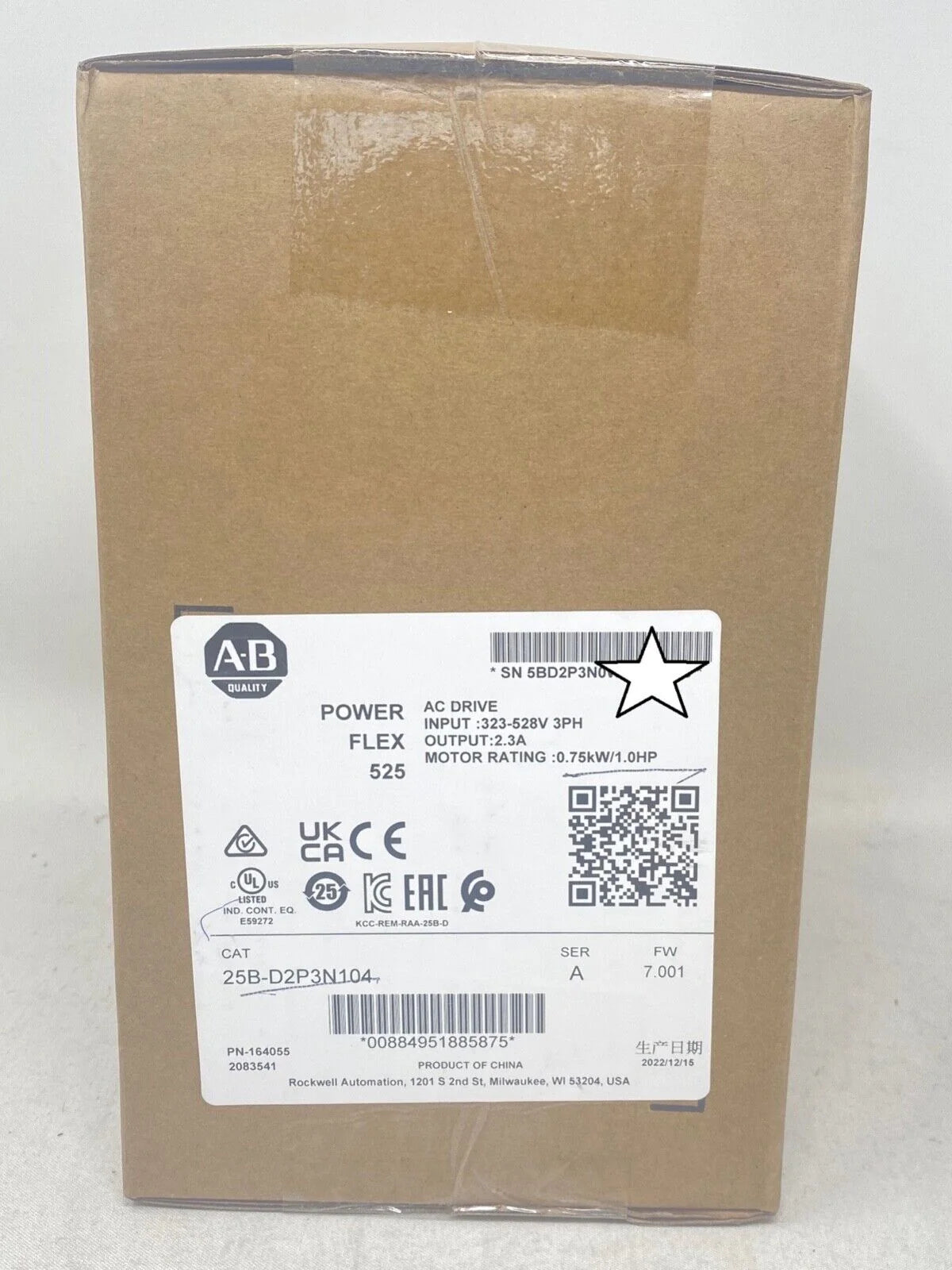 NEW Sealed Allen-Bradley 25B-D2P3N104 PowerFlex 525 0.75kW 1.0HP AC Drive with Allen-Bradley Efficiency & Reliability - ALLEN-BRADLEY [1]