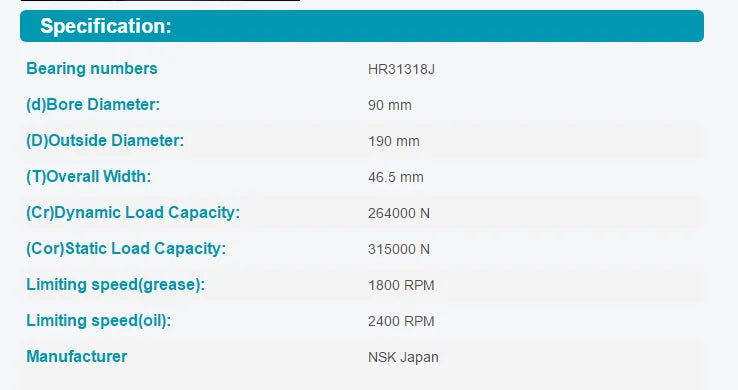 NSK HR31318J Tapered Roller Bearings 90x190x46.5mm - High Precision Angular Contact Bearing - NSK [1]