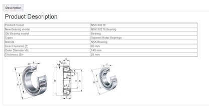 New NSK 30216 Tapered Roller Bearings 80x140x26mm - NSK [4]
