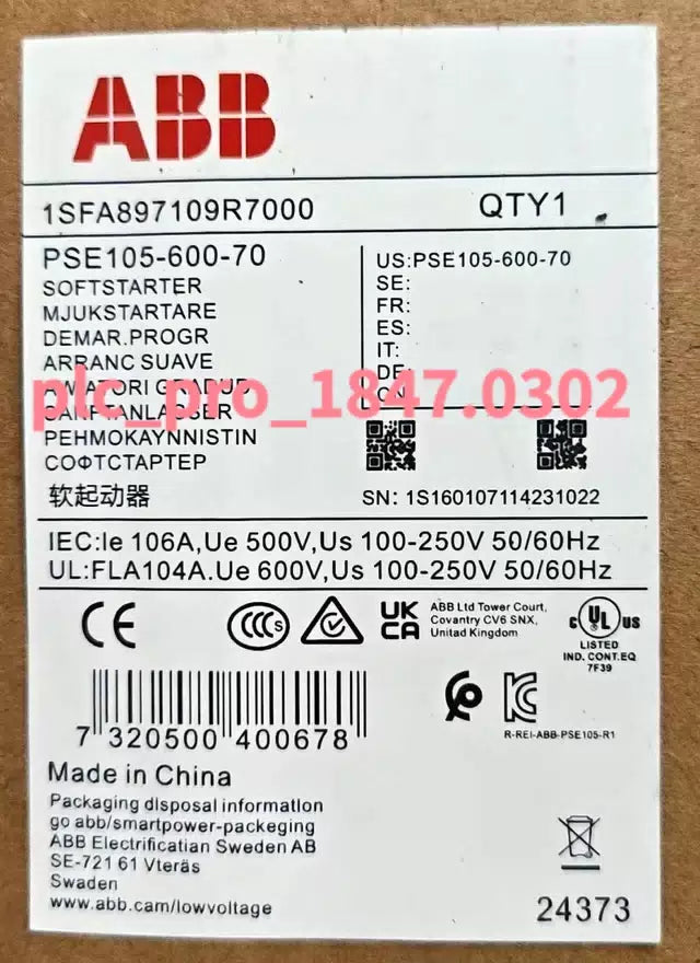 PSE105-600-70 1PCS ABB PSE105-600-70 1SFA897109R7000 Soft Starter #u [1]