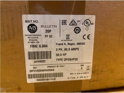 PowerFlex 460V AC 50 HP DC Motor 20P41AD086RA0NNN ALLEN BRADLEY - ALLEN BRADLEY [1]