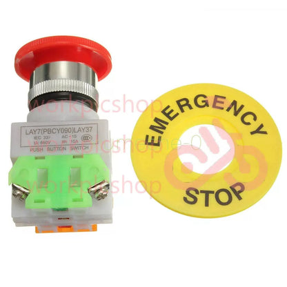 Red Mushroom Cap 1NO 1NC DPST AC 660V&10A Emergency Stop Push Button Switch M8 [5]