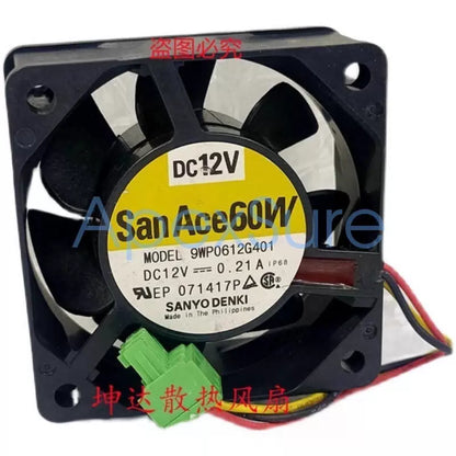SANYO 9WP0612G401 6025 DC12V 0.21A 6CM 3-Pin Waterproof Cooling Fan [4]