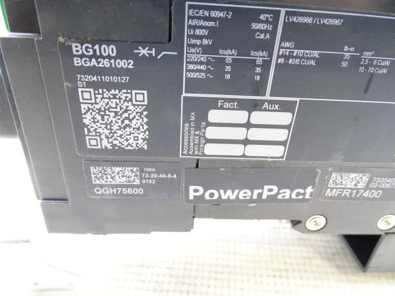 SCHNEIDER Electric BGA261002 Circuit Breaker - High-Reliability Circuit Protection, 26A, 1000V, 120V, Industrial Use - SCHNEIDER ELECTRIC [3]