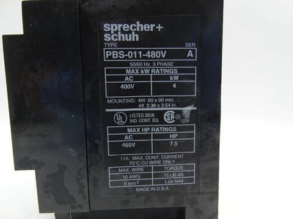 SPRECHER SCHUH Motor Starter PBS-011-480V 480V 50Hz 1.1kW 3500 RPM 12.5kg - SPRECHER SCHUH [3]