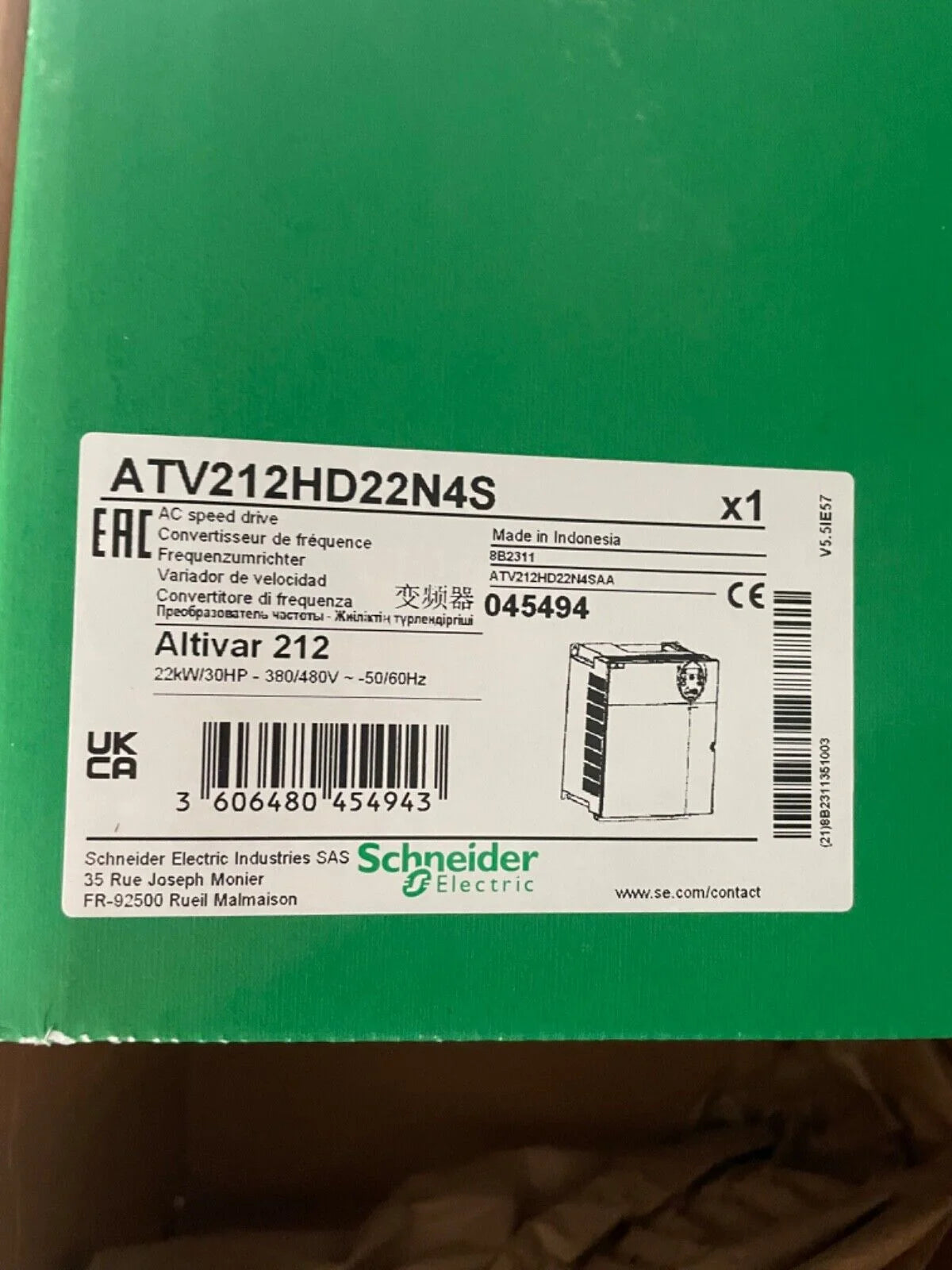 Schneider Electric ATV212HD22N4S variable frequency drive 30HP 380V 480V 50Hz 60Hz - SCHNEIDER ELECTRIC [1]