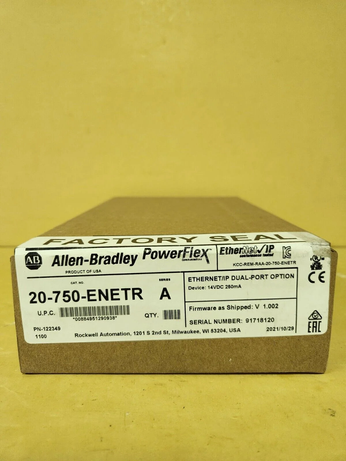 Sealed Allen Bradley Powerflex 20-750-ENETR Ethernet/IP Dual Port Option - ALLEN BRADLEY [3]