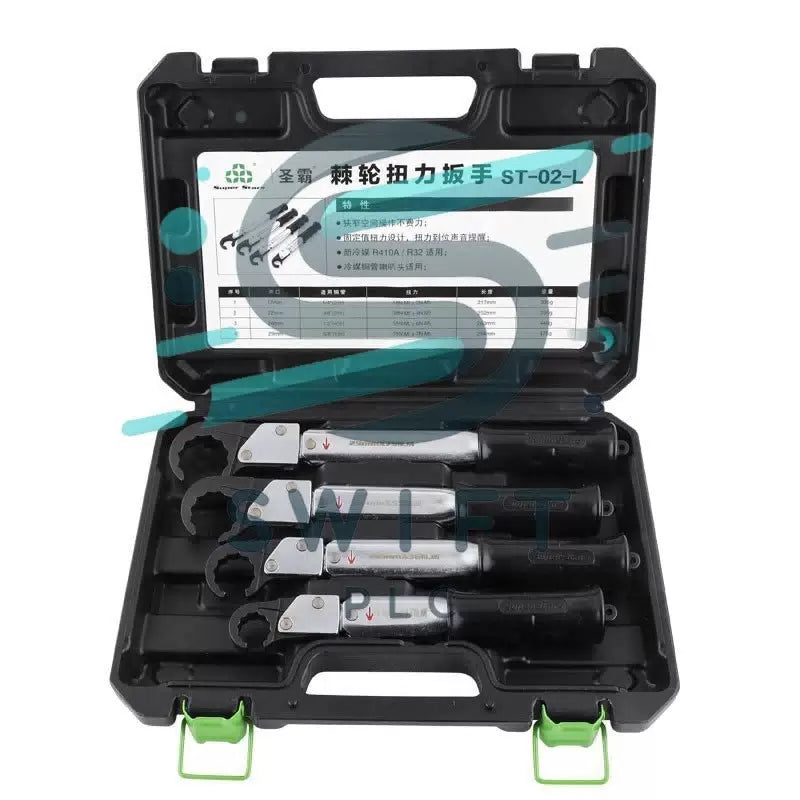 Super Stars ST-02-L 4-Piece Ratchet Torque Wrench Set Compatible w/R410A R32 [3]