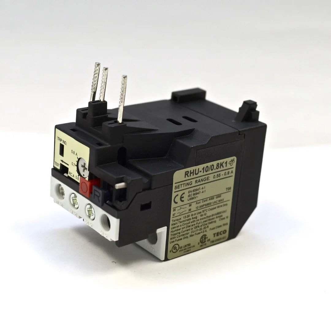 TECO RHU-10/0.8K1 Thermal Overload Relay, Amp Range: 0.55-0.8A, Reliable Protection for Industrial Applications - TECO [3]