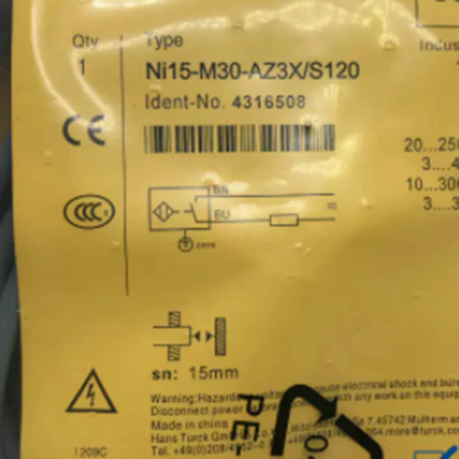 TURCK NI15-M30-AZ3X/S120 Proximity Switch | 20-250VAC | 3-400mA - TURCK [1]