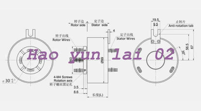Through Hole Slip Ring Dia.30mm 6C/10A Conductive Ring - INDUSTRIALCOMPONENTS [4]