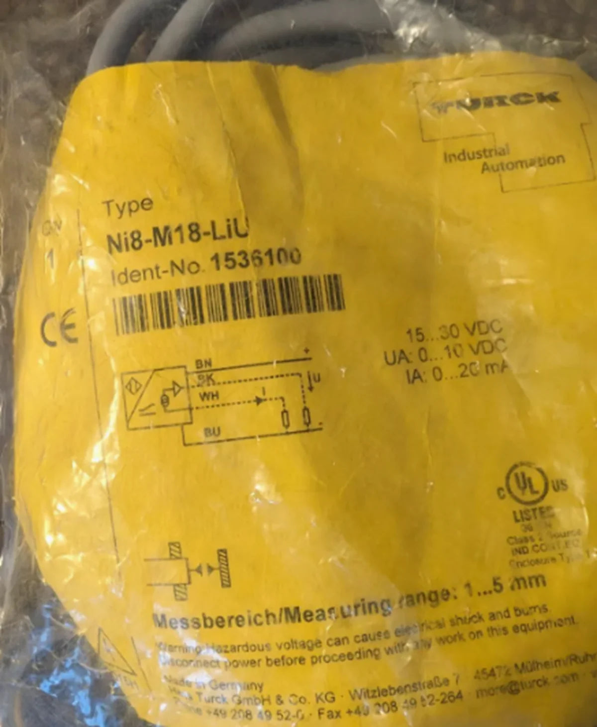 Turck NI8-M18-LIU Inductive Sensor, 8mm Range - TURCK [1]