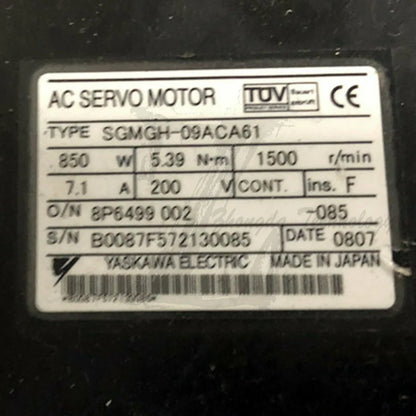 Used Yaskawa AC Servo Motor SGMGH-09ACA61 good test - YASKAWA [1]