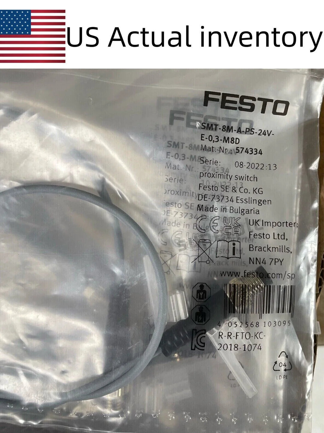 new 1 PCS Festo Magnetic switch SMT-8M-A-PS-24V-E-0,3-M8D 574334 - FESTO [1]
