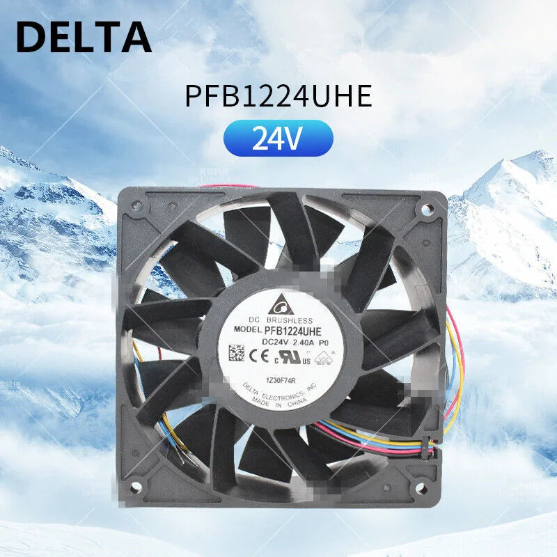 new Delta PFB1224UHE 12038 12cm 24V 2.4A 4-wire PWM Violence Inverter Cooling Fan - DELTA [6]