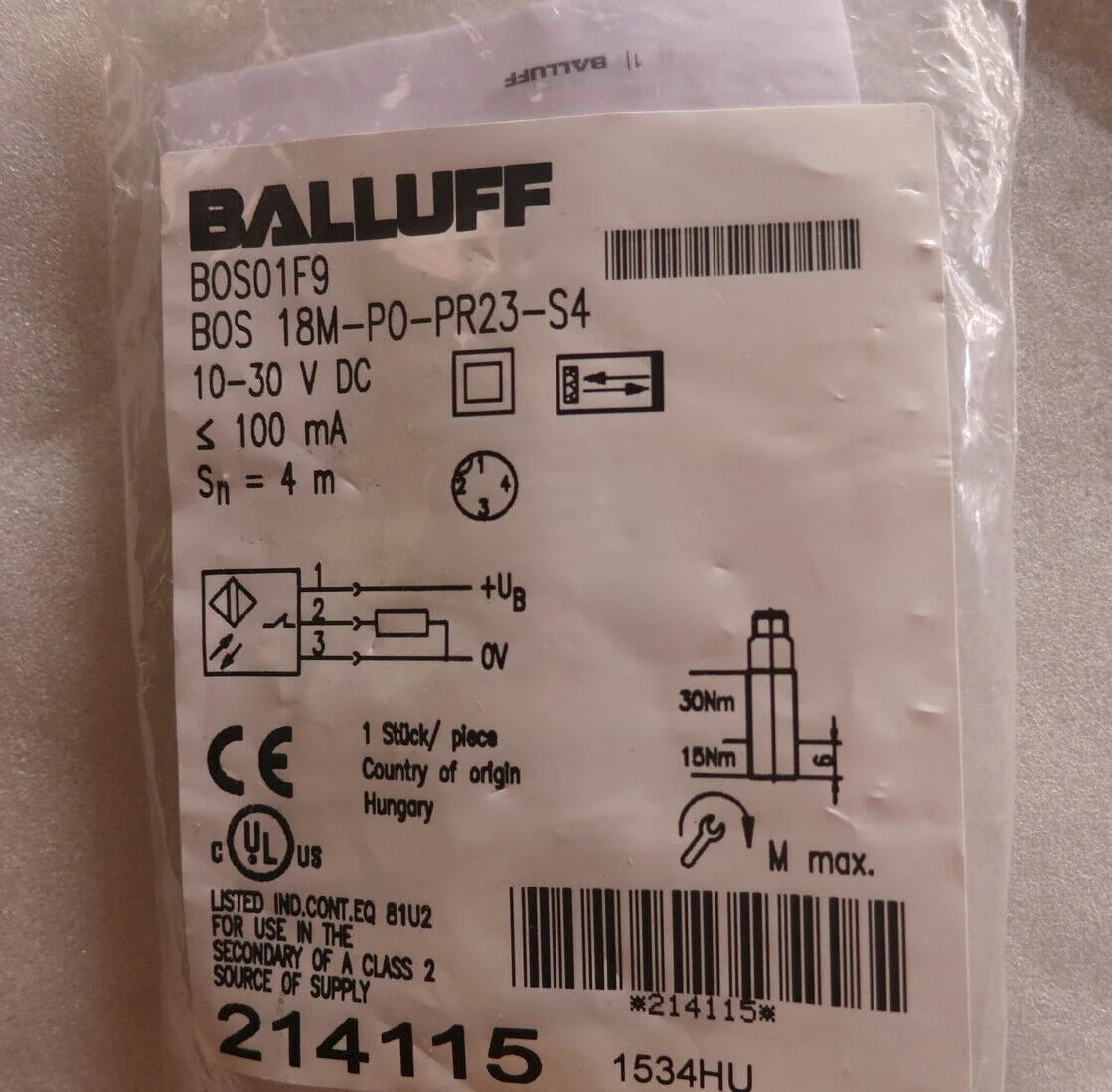 new ONE BALLUFF proximity switch BOS 18M-PO-PR23-S4 - KOEED [2]