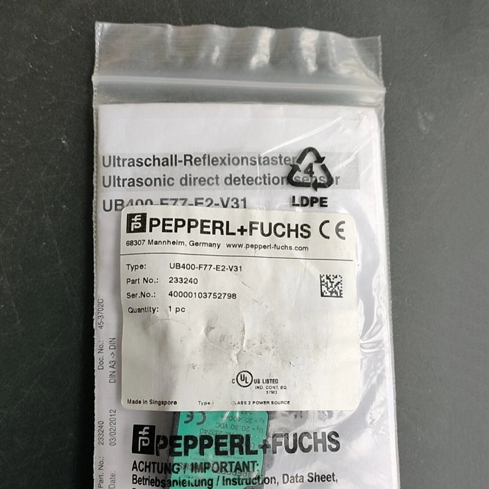 new ONE FOR Pepperl+Fuchs Ultrasound Sensor UB400-F77-E2-V31 - High-Precision Echo Location Device - PEPPERL+FUCHS [3]