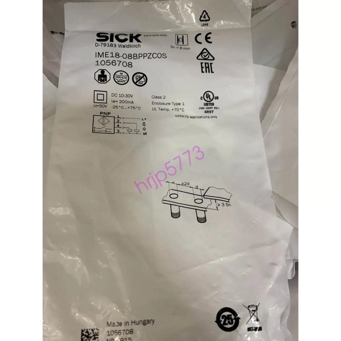 one sick IME18-08BPPZC0S 1056708 Proximity Sensor Quality assurance [1]