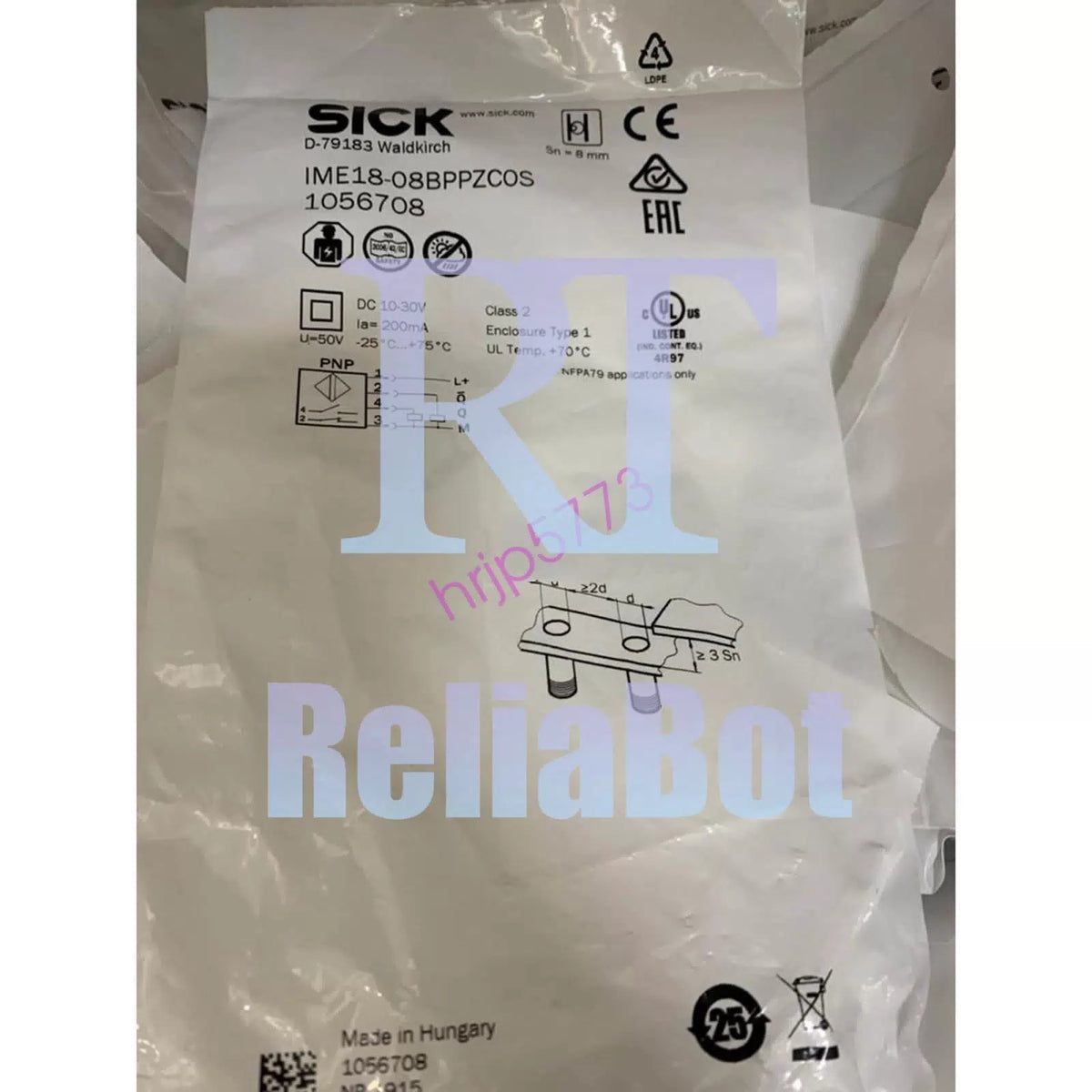 one sick IME18-08BPPZC0S 1056708 Proximity Sensor Quality assurance [1]