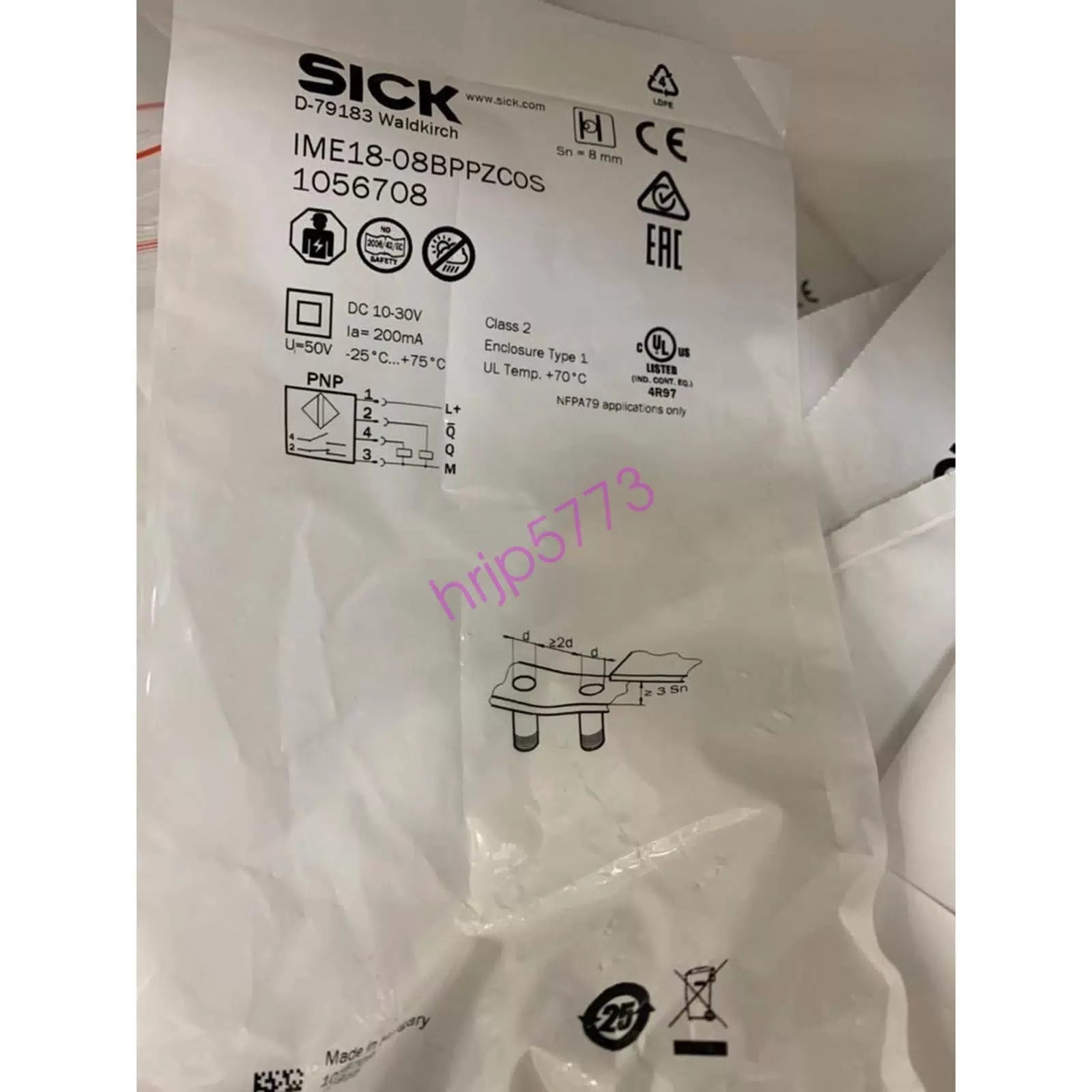 one sick IME18-08BPPZC0S 1056708 Proximity Sensor Quality assurance [2]