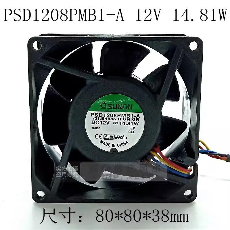SUNON PSD1208PMB1-A 8038 DC12V 14.81W 8CM 4-Wire PWM Server Cooling Fan