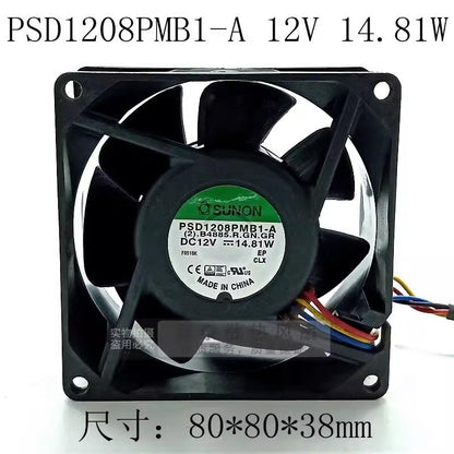SUNON PSD1208PMB1-A 8038 DC12V 14.81W 8CM 4-Wire PWM Server Cooling Fan