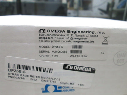 OMEGA Strain Gage Panel Meter 4 DIGIT 115 VAC 9.5W Model Dp25b-s - OMEGA