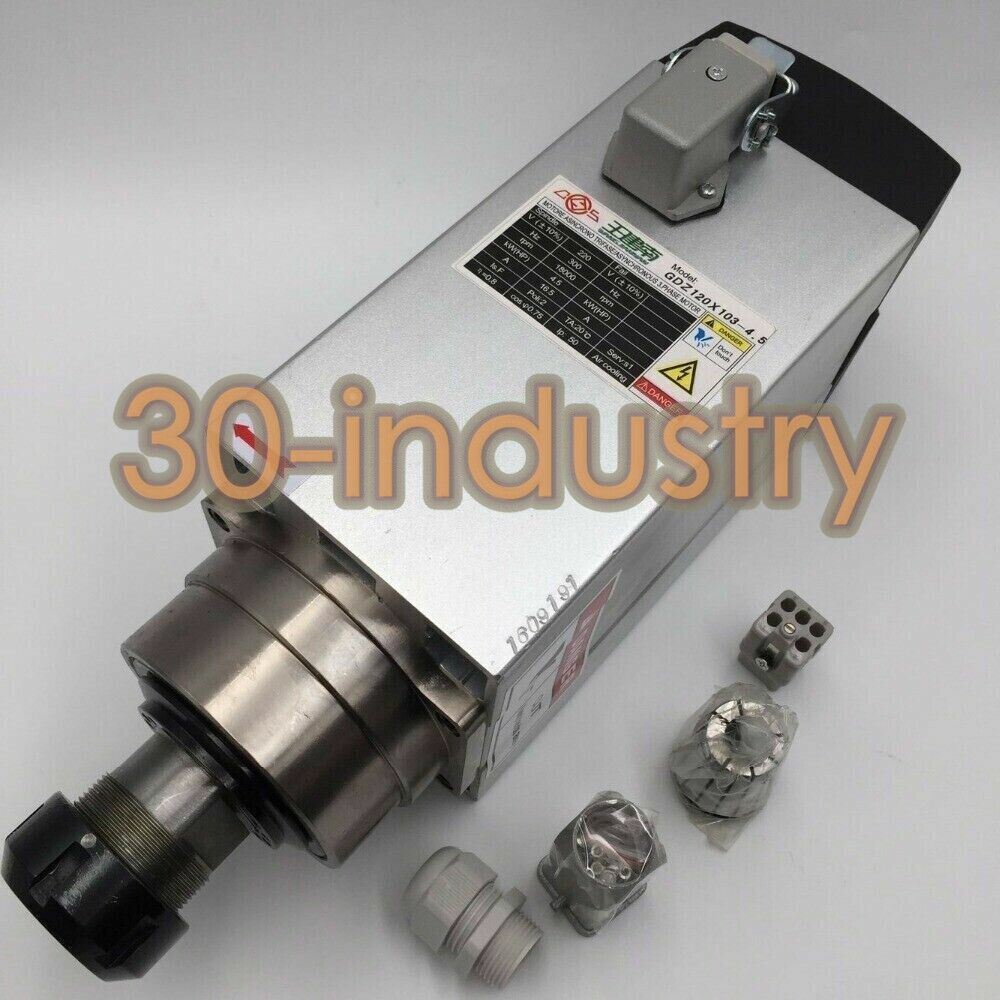 1PCS New 4.5KW Air-cooled ER32 Square Spindle Motor 18000rpm 220V GDZ120X103-4.5 - KOEED