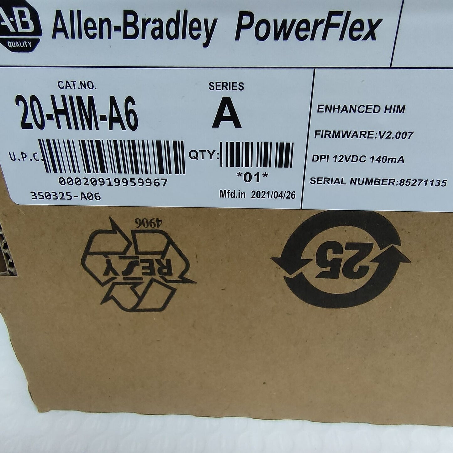 Allen-Bradley PoweFlex Enhanced HIM FW V2.007 12VFC New Factory Sealed - ALLEN-BRADLEY