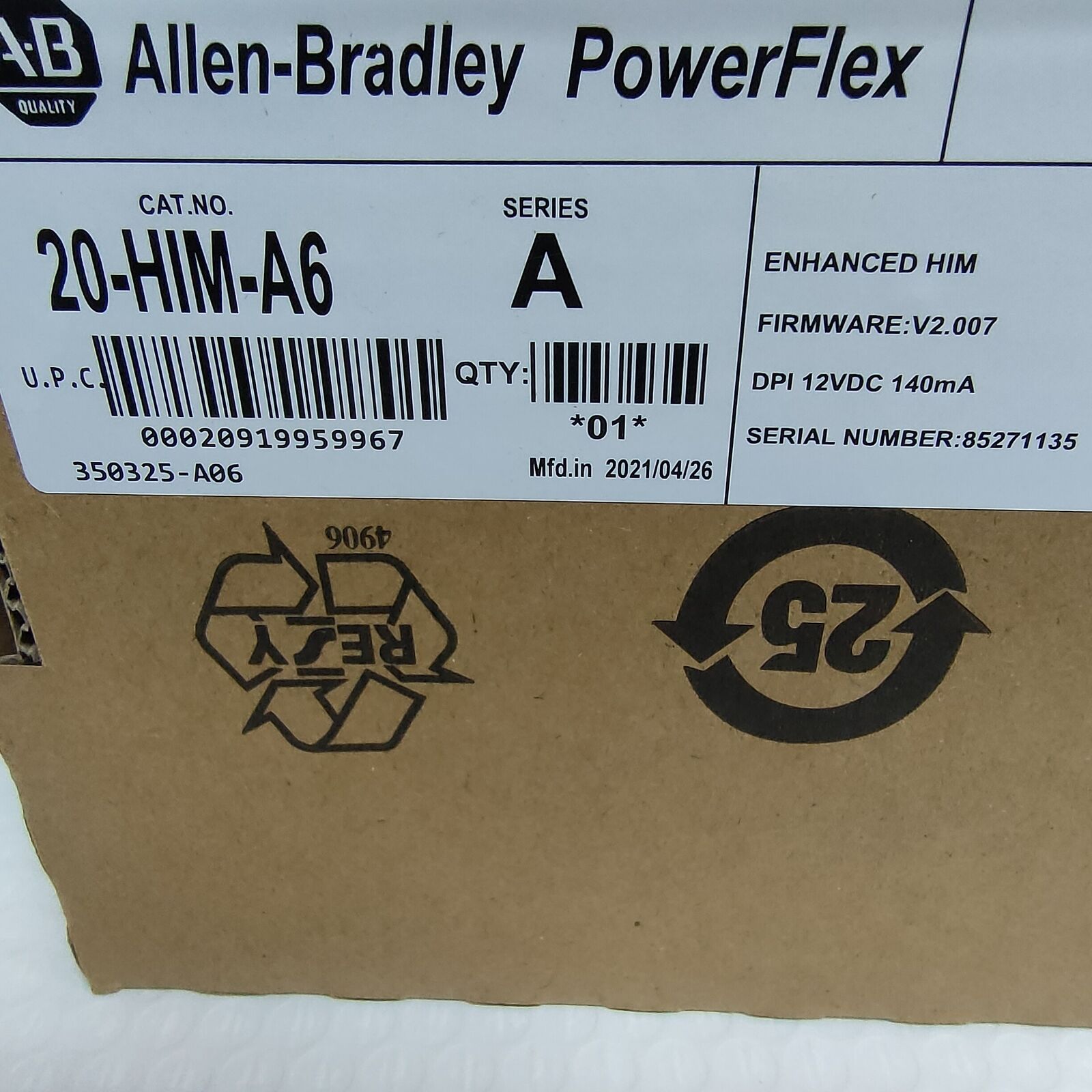 Allen-Bradley PoweFlex Enhanced HIM FW V2.007 12VFC New Factory Sealed - ALLEN-BRADLEY
