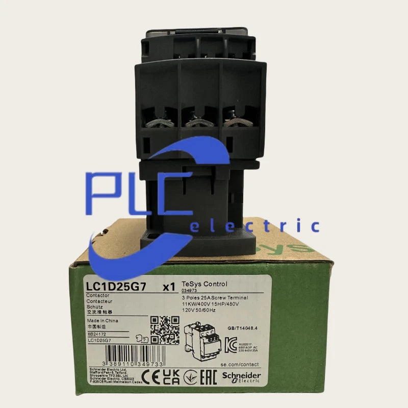LC1D25G7 Schneider contactor 3 phase 3 NO, 120VAC 50/60Hz coil US Inventory