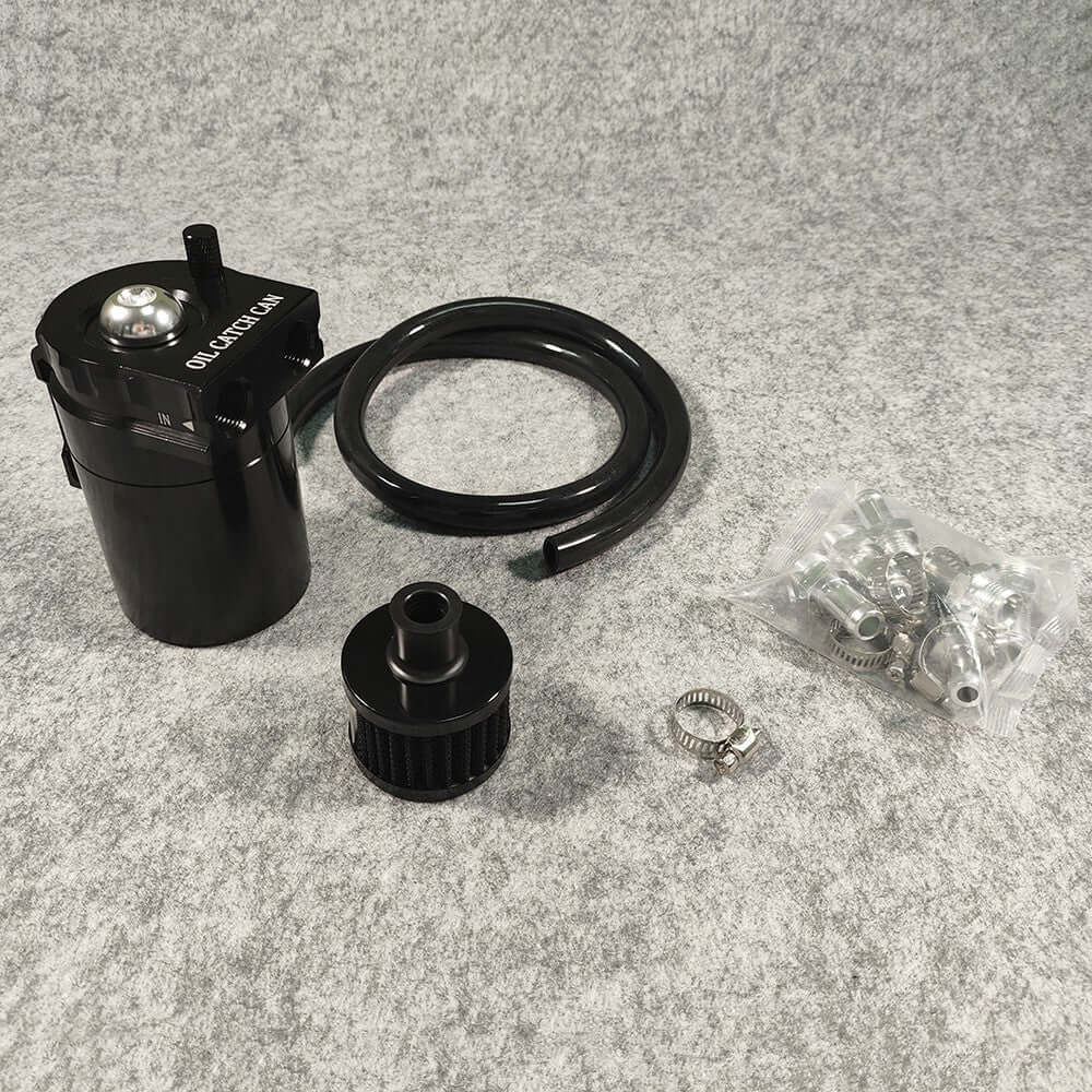 new Universal Oil Catch Can Kit Reservoir Baffled Tank with Breather Filter Aluminum