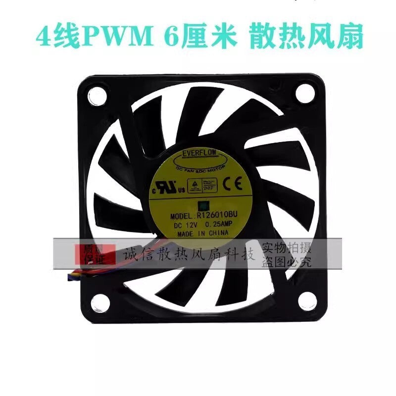 EVERFLOW R126010BU D12V 0.25A 6010 4-Wire PWM Cooling Fan
