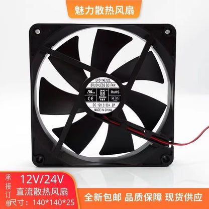 DWPH EFC-14E12D 14025 DC12V 0.80A 14CM 2-Wire High Airflow Cooling Fan