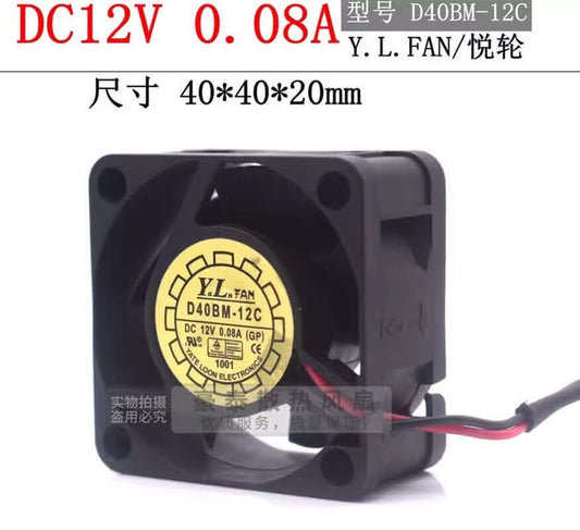 new Y.L.FAN D40BM-12C 4020 DC12V 0.08A 4CM 2-wire silent ball cooling fan