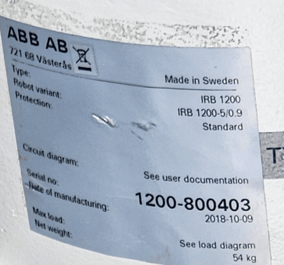 used ABB IRB 1200-5/0.9 Robot W/IRC5 Compact Controller (2018 Model Year) - ABB