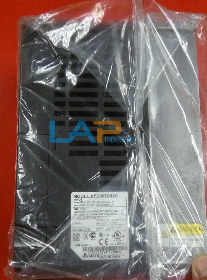 1-Phase 380V 0.75KW VFD Drive VFD007C43A - DELTA INVERTER