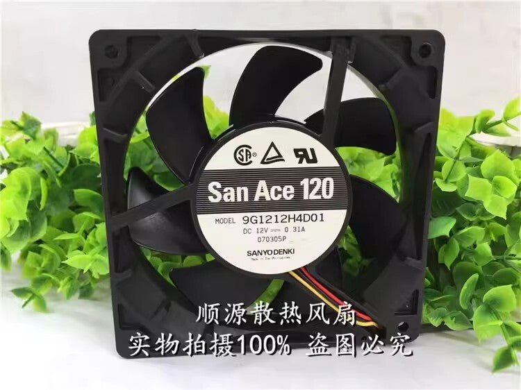 SANYO 9G1212H4D01 DC12V 0.31A 120*120*25MM 3-Wire Silent Cooling Fan