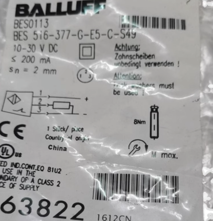 BALLUFF BES 516-377-G-E5-C-S49 Proximity Sensor BALLUFF proximity sensor BES 516-377-G-E5-C-S49 - BALLUFF