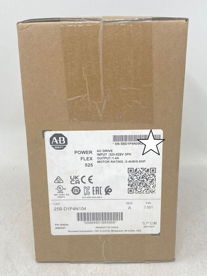 Power Flex 525 AC Drive, 0.4kW, 0.5HP - AB