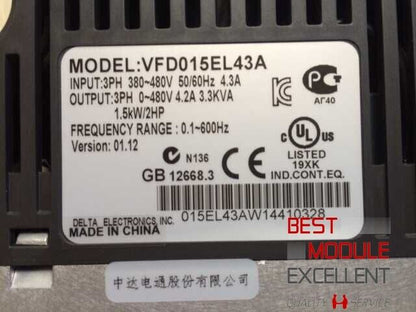 1.5KW 380V Quality Assurance Delta VFD015EL43A - DELTA