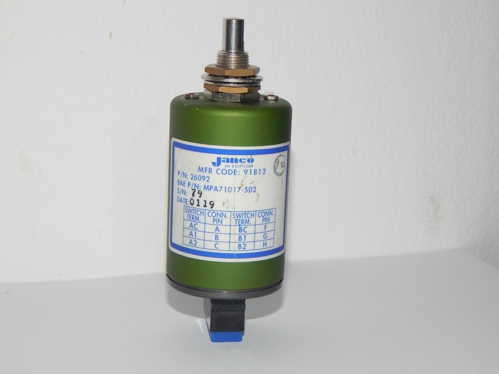 Aircraft JANCO 26092 Rotary Gear Switch MPA71017-502 - JANCO