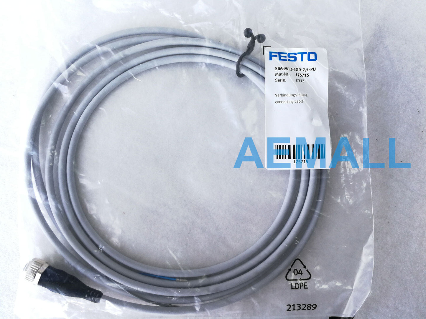 1pc  Festo Connecting Cable SIM-M12-5GD-2,5-PU 175715