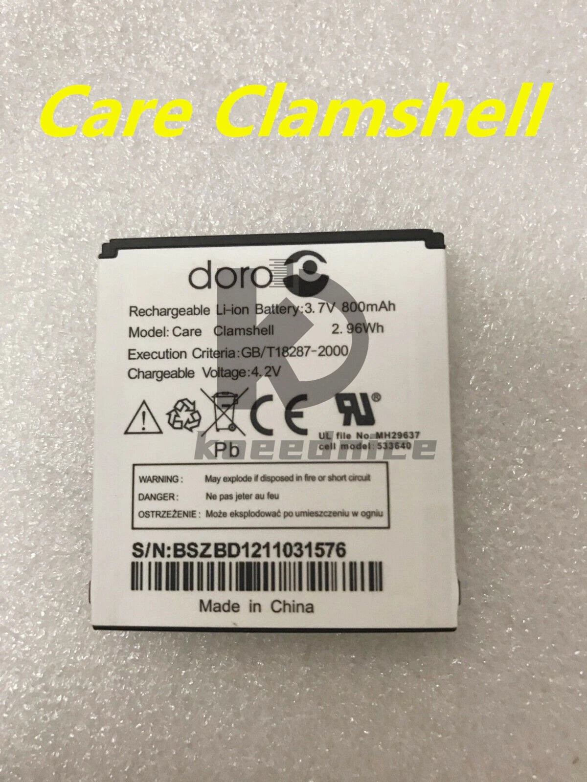 1x Care Clamshell 533640 Battery 800mAh For Doro Phone Easy 409 409GSM 410